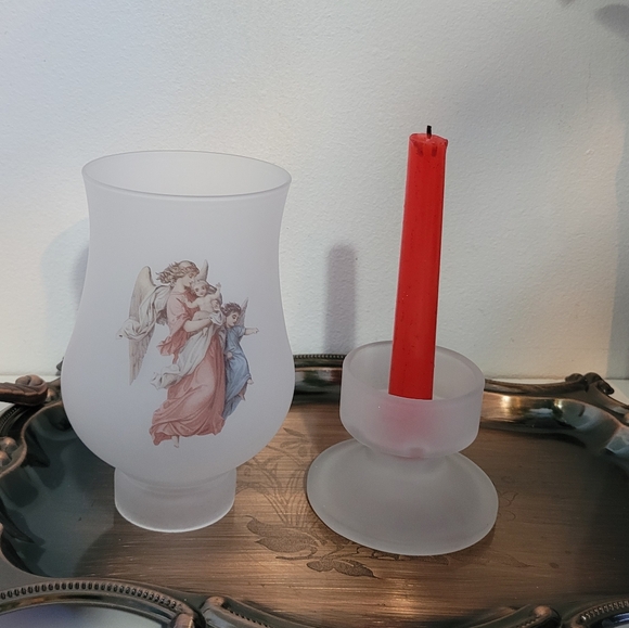 Satin Glass Hurricane  Candle Holder - Picture 5 of 6